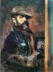 Self-Portrait Painting (Young Man with a Hat), 1895. Creator: Ignacio Pinazo Camarlench
