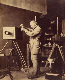 Self-portrait preparing a Collodion plate, 1856-1859. Creator: Horatio Ross