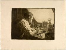 Self-Portrait Preparing an Etching, c. 1890. Creator: Henri-Charles Guerard