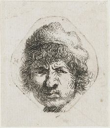Self-portrait scowling, ca 1631. Creator: Rembrandt van Rhijn (1606-1669)