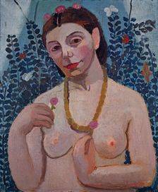 Self-portrait (Semi-Nude with Amber Necklace II), 1906. Creator: Modersohn-Becker, Paula (1876-1907)