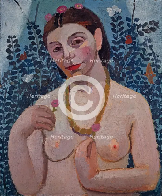 Self-portrait (Semi-Nude with Amber Necklace II), 1906. Creator: Modersohn-Becker, Paula (1876-1907).