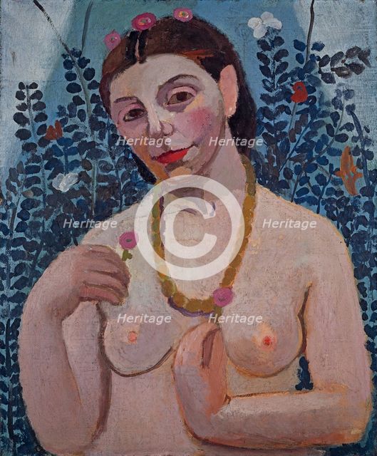Self-portrait (Semi-Nude with Amber Necklace II), 1906. Creator: Modersohn-Becker, Paula (1876-1907).