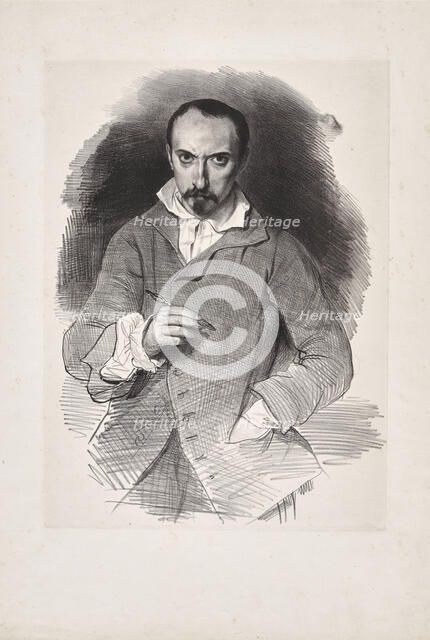 Self-Portrait, Second quarter of the 19th cen. Creator: Devéria, Achille (1800-1857).