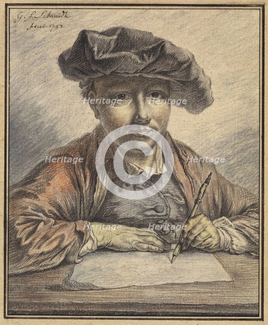 Self-Portrait Sketching, 1752. Creator: Georg Friedrich Schmidt.