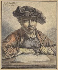 Self-Portrait Sketching, 1752. Creator: Georg Friedrich Schmidt