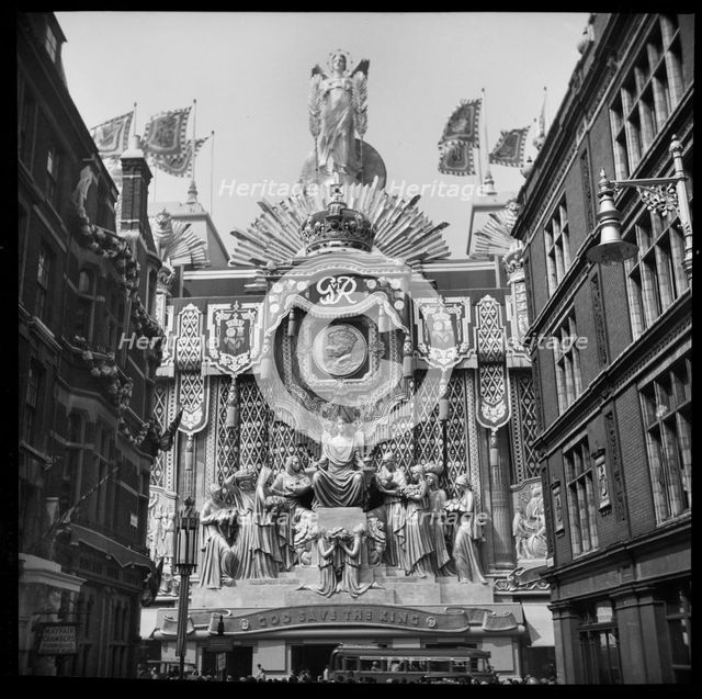 Selfridges, Oxford Street, London, decorated to mark the coronation of King George VI, 1937. Creator: Edward Charles Le Grice.