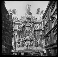 Selfridges, Oxford Street, London, decorated to mark the coronation of King George VI, 1937. Creator: Edward Charles Le Grice