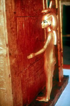 Selket protective goddess guarding the Canopic Shrine, Tomb of Tutankhamun, Cairo