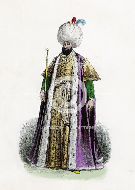 Selim II or Salim II (1524-1574). Ottoman Sultan, engraving, 1870.