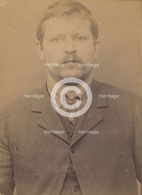 Selle. Louis- Désiré-Honoré. 31 ans, né à Bougival. Cordonnier. Anarchiste. 26/3/94., 1894. Creator: Alphonse Bertillon.
