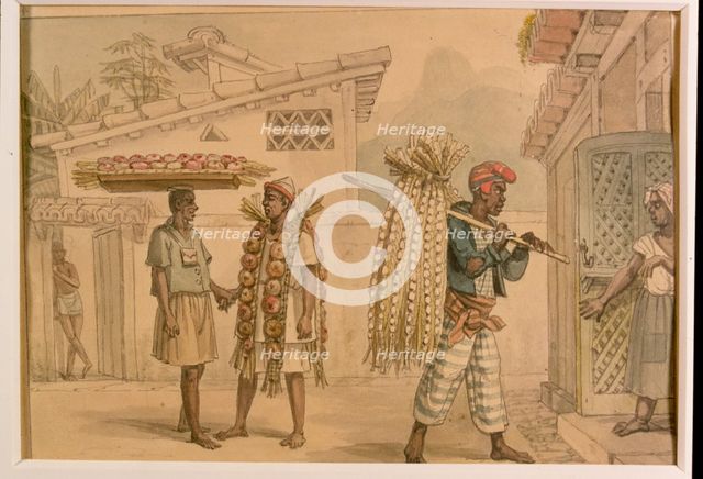 Sellers of garlic and onion, watercolor, 1826.