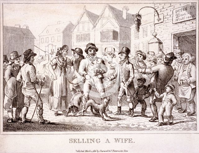 'Selling a wife', Smithfield Market, London, 1816. Artist: Anon