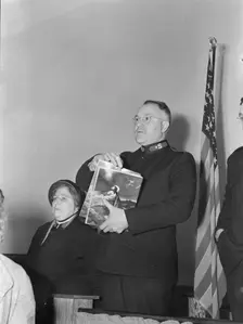 Selling Easter edition of the "War Cry", Salvation army, San Francisco, California, 1939. Creator: Dorothea Lange