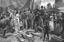 'Selling Fish on the Beach, Hastings 1890. Creator: Charles Joseph Staniland