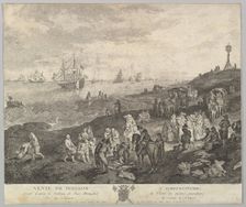 Selling Fish at Scheveningen (Vente de Poisson a Schevelinghe [sic]) after the painting in the.... Creator: Quentin Pierre Chedel