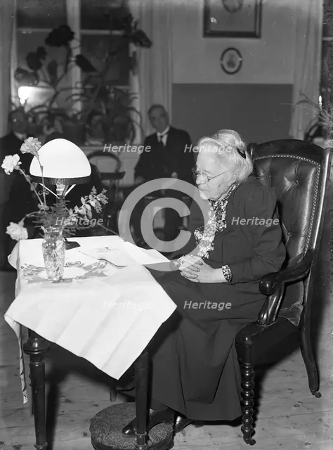 Selma Lagerlof, Swedish author and teacher, on her 80th Birthday, Stockholm, Sweden, 1938. Creator: Unknown.
