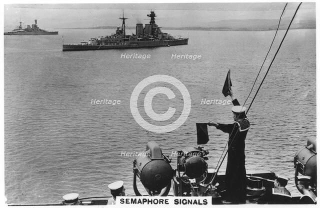 Semaphore signals, 1937. Artist: Unknown