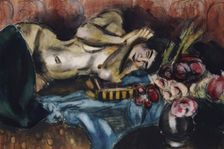 Semi-nude with a bouquet of roses, 1920. Creator: Henri Victor Gabriel Le Fauconnier