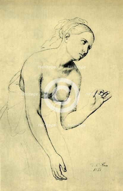 Semi-nude woman, 1821, (1943). Creator: Julius Schnorr von Carolsfeld.