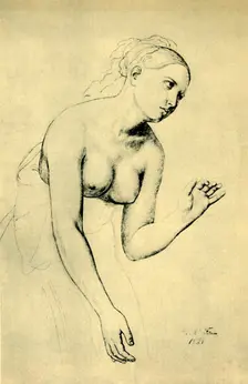 Semi-nude woman, 1821, (1943). Creator: Julius Schnorr von Carolsfeld