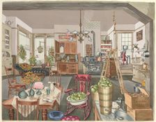 Semi-Rural Kitchen and Dining Room, 1910, 1935/1942. Creator: Perkins Harnly