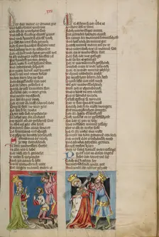 Semiramis Ordering the Death of the King: Semiramis Killed by her Son; Weltchronik, about 1400-1410. Creator: Unknown