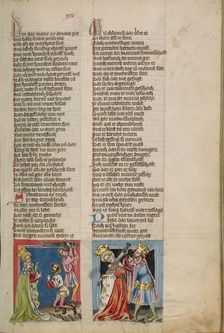 Semiramis Ordering the Death of the King: Semiramis Killed by her Son; Weltchronik, about 1400-1410. Creator: Unknown