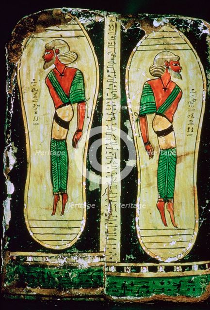 Semitic prisoners painted under a mummy-case's feet. Artist: Unknown
