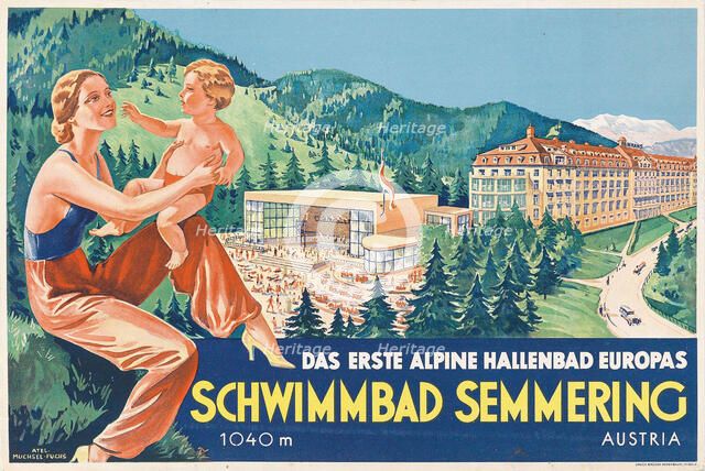 Semmering swimming pool, 1930s. Creator: Atelier Muchsel-Fuchs (active 1930s).
