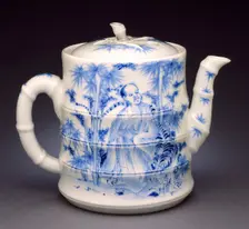 Sencha Ewer or Export Teapot in the Form of Bamboo with Painting of the..., 2nd half of 19th century Creator: Unknown