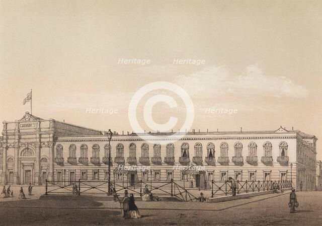Senate Palace, a former convent of the Augustinian Fathers of 16th century, engraving, 1870.