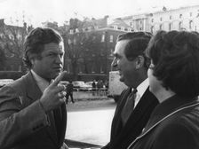 Senator Edward Kennedy with Denis Healey and his wife, St James's Park, London, 1974. Creator: Unknown