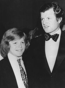 Senator Edward Kennedy with his son Edward Jr at the Washington premiere of Funny Lady 1975