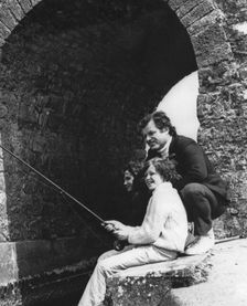 Senator Edward Kennedy with his son Edward Jr fishing in Galway, Ireland, 1974