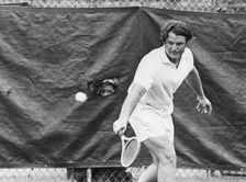 Senator Edward Kennedy (b1932) playing tennis, c1970s. Creator: Unknown