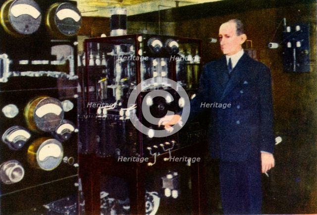 'Senator Marconi in the Wireless Room of his Yacht'. Creator: Unknown.