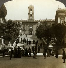 Senatorial Palace, Piazza del Campidoglio, Capitoline Hill, Rome, Italy.Artist: Underwood & Underwood