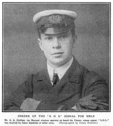 Sender of the "S. O. S." Signal for Help (April 20), 1912. Creator: Unknown