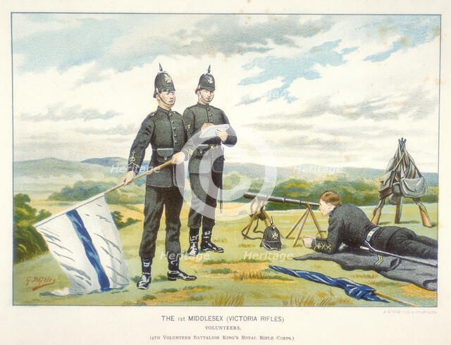 Sending a semaphore signal using flags, c1880. Artist: Geoffrey Douglas Giles