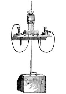 Sending and receiving apparatus with battery box at base, Edison carbon telephone, 1890