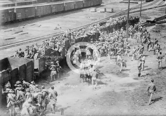 Sending reinforcements to water works Vera Cruz, 1914. Creator: Bain News Service.