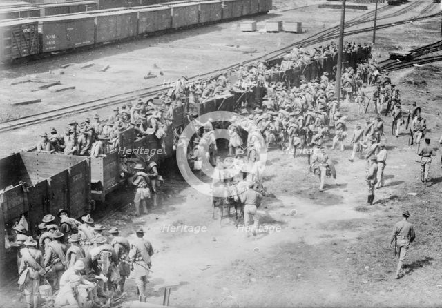 Sending reinforcements to water works Vera Cruz, 1914. Creator: Bain News Service.