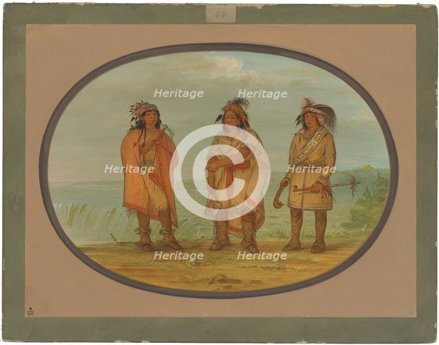 Seneca Chief, Red Jacket, with Two Warriors, 1861/1869. Creator: George Catlin.