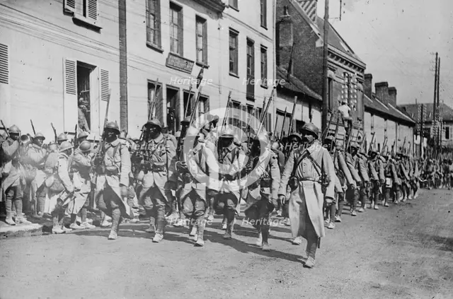 Senegalese troops in France, between 1914 and 1918. Creator: Bain News Service.