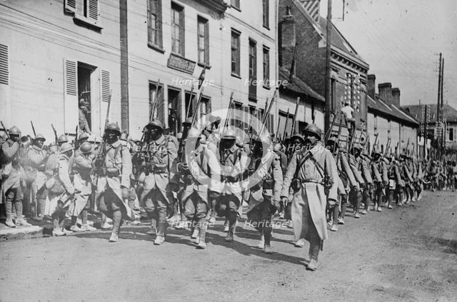 Senegalese troops in France, between 1914 and 1918. Creator: Bain News Service.
