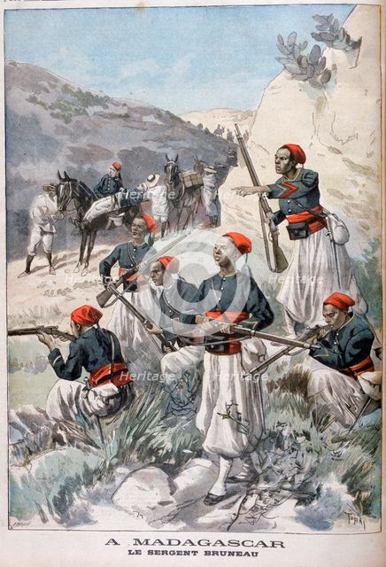 Senegalese troops, Madagascar, 1897. Creator: Oswaldo Tofani.