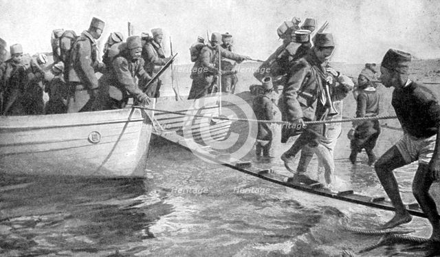 Senegalese soldiers embarking on the Egyptian coast, World War I, 1915. Artist: Unknown