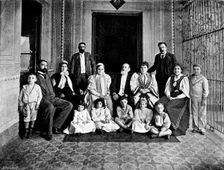 Señor Saenz Peña and members of his family, on the ex-president's seventy-third birthday, 1895. Creator: Adrian Lundstrom