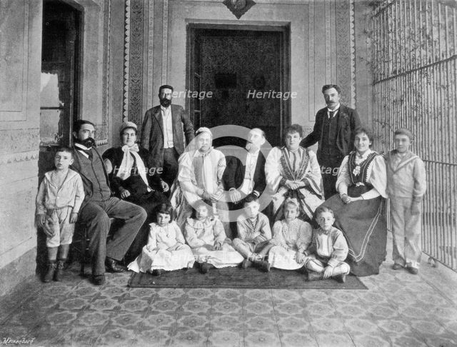 Senor Sáenz Peña and some of his family, on his seventy-third birthday, 1895.Artist: George Meisenbach